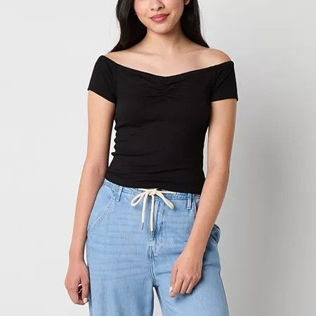 Photo 1 of 
Arizona Off the Shoulder Womens Juniors Short Sleeve T-Shirt, Small, Black