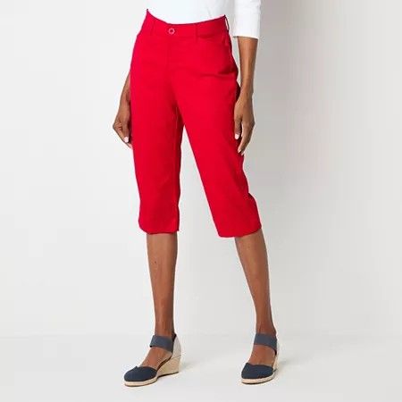 Photo 1 of St. John's Bay Secretly Slender Womens Slim Mid Rise Regular Fit Capri Pant, 14, Orange