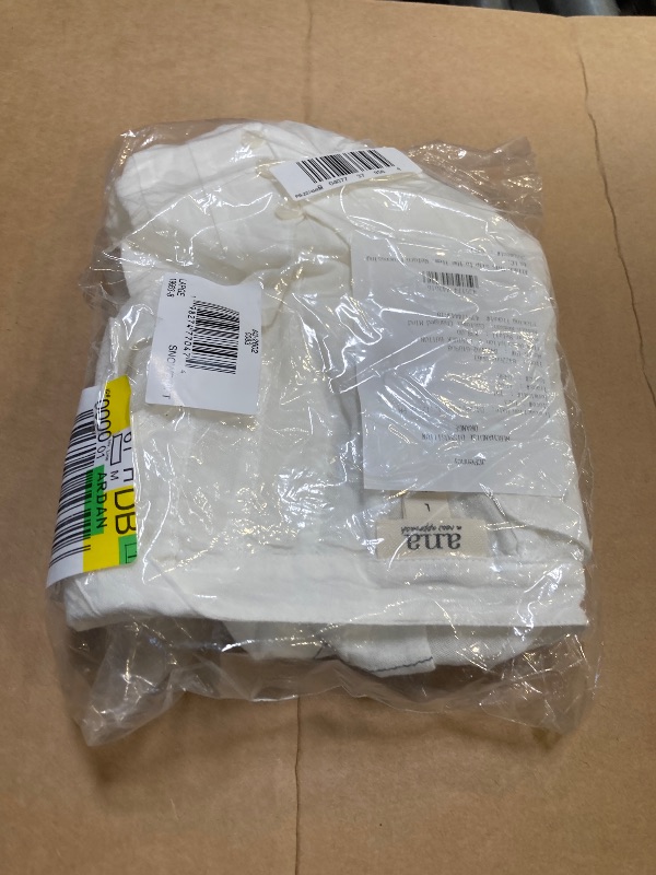 Photo 1 of A.n.a Pleated Womens Split Crew Neck Elbow Sleeve Button Down Blouse, Large, White