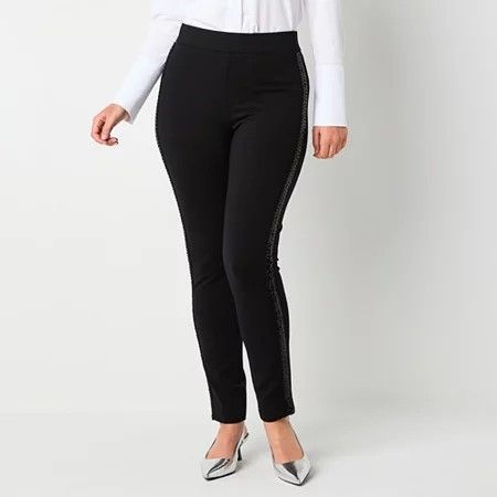 Photo 1 of Liz Claiborne Womens Mid Rise Straight Pull-on Pants, Large Tall, Black