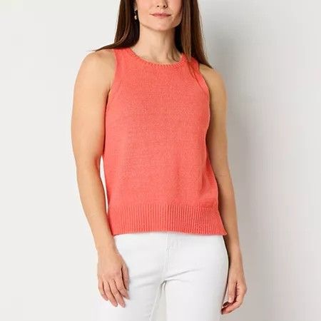 Photo 1 of Liz Claiborne Womens Crew Neck Sleeveless Tank Top, Medium, Pink