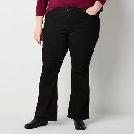 Photo 1 of St. John's Bay Secretly Slender Womens Mid Rise Bootcut Jean, 26w Short, Black