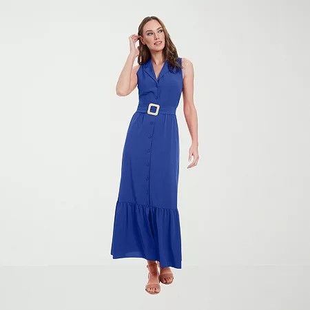 Photo 1 of 
London Times Womens Sleeveless Maxi Dress, Large, Blue