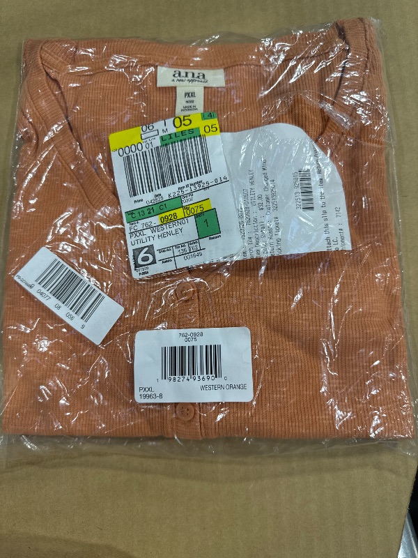 Photo 1 of A.n.a Womens Short Sleeve Ribbed Henley Shirt, Petite Xx-large, Orange
