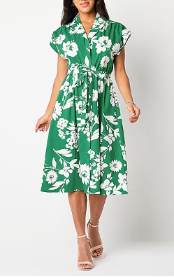 Photo 1 of Studio 1 Womens Short Sleeve Floral Midi Fit + Flare Dress Size 12