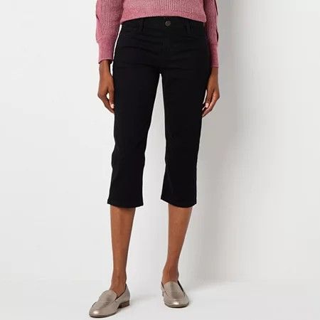 Photo 1 of Liz Claiborne Sara Womens Mid Rise Tall Capri Pants, 12 Tall, Black
