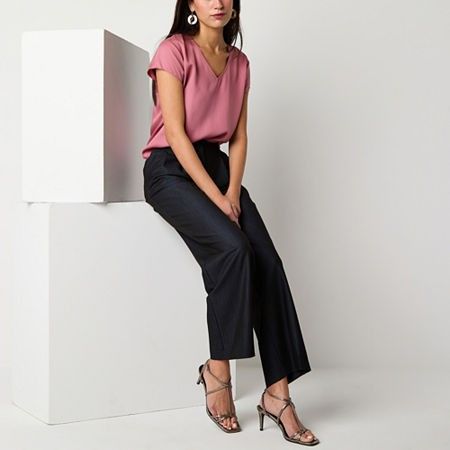 Photo 1 of Worthington Womens V Neck Short Sleeve T-Shirt, X-small, Pink
