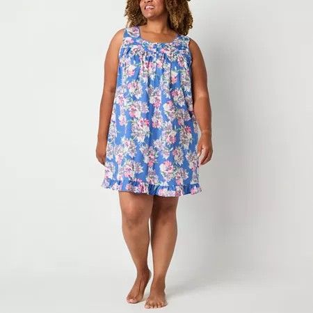 Photo 1 of Adonna Womens Scoop Neck Sleeveless Plus Nightgown, 2x, Blue
