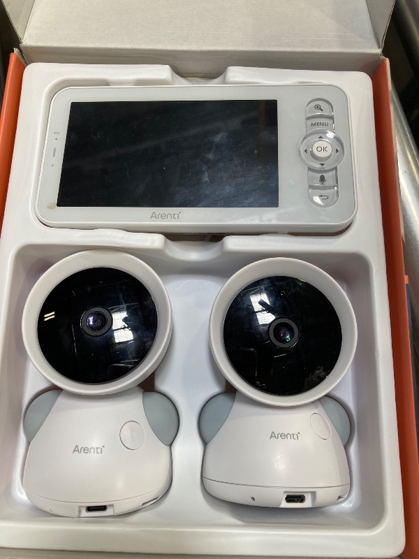 Photo 1 of ARENTI Baby Monitor with 2 Cameras, 2K/3MP WiFi 6 Camera and Audio, 5-inch Wireless Screen, Smartphone App, Super Night Vision, Crying Detection, Auto Tracking, Temp&Humidity Sensor (D3 Set)