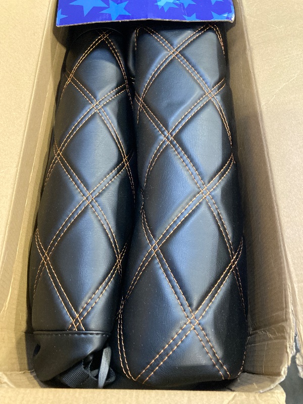 Photo 1 of NOKINS Golf Cart Diamond Seat Covers Kit, Fit for EZGO TXT 1994-2013/EZGO RXV OEM Standard Front Seat Cushion, Golf Cart Vinyl Seat Cover, No Nails Required (Black and Brown Stitching)