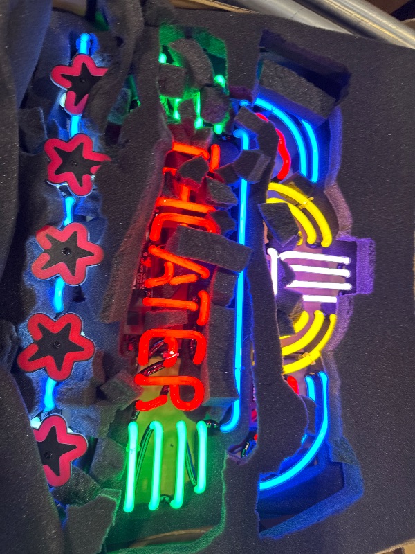 Photo 1 of Neon Signs Bar Theater Glass Neon Signs Theater Sign for Office Hotel Wedding Birthday Party Man Cave Neon Light Art Wall Lights 24 X 20 - Inches