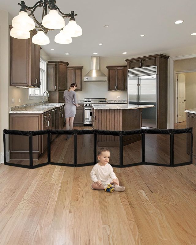 Photo 1 of Extra Wide Baby Gate Playpen with Heat-Resistant Mesh,8 Panel Foldable Baby Fence,Indoor/Outdoor Safety Barrier,Dog Playpen & Fireplace Gate
