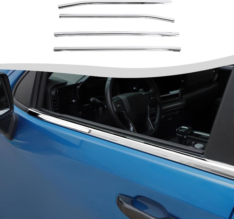 Photo 1 of SQQP Window Sill Window Molding Cover Compatible with 2019-2025 GMC Sierra & Chevy Silverado(Chrome,4Pcs)