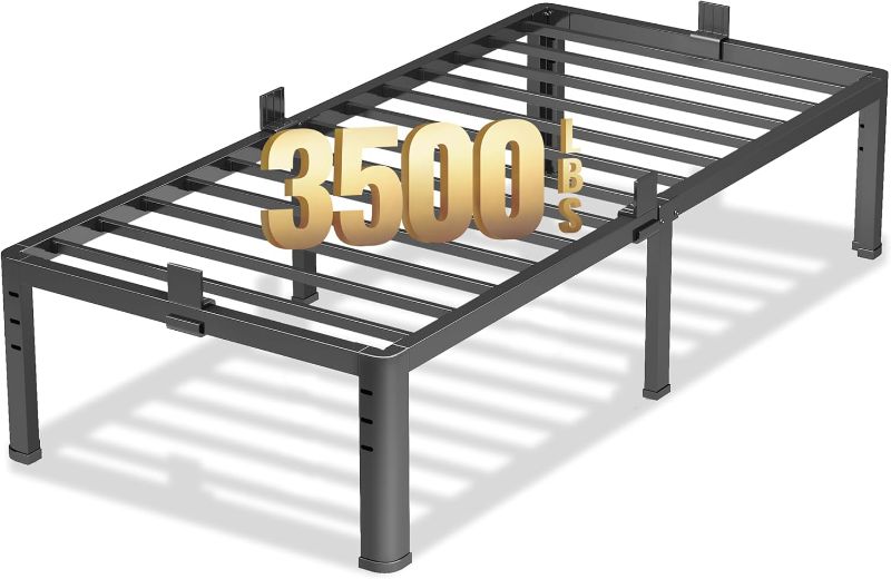 Photo 1 of NKZ 18 Inch Metal Platform Bed Frame, Twin Size Bed Frame with Round Corner Legs, 3,500 lbs Heavy Duty Steel Slats Support, No Box Spring Needed, Easy Assembly, Noise Free
