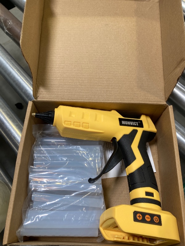 Photo 1 of MONVICT Cordless Glue Gun for Dewalt 20V Battery with 50 Glue Sticks, Upgraded 100W Digital Temperature Adjustable Handheld Electric Power Full Size Heavy Duty Hot Glue Gun (Tool only)