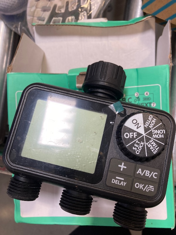 Photo 1 of Sprinkler Timer,3 Outlets Programmable Water Timer with Brass Inlet for Garden Hose,Outdoor with Rain Delay/Manual/Automatic Watering System,Digital Irrigation Timers for Yard,Lawn