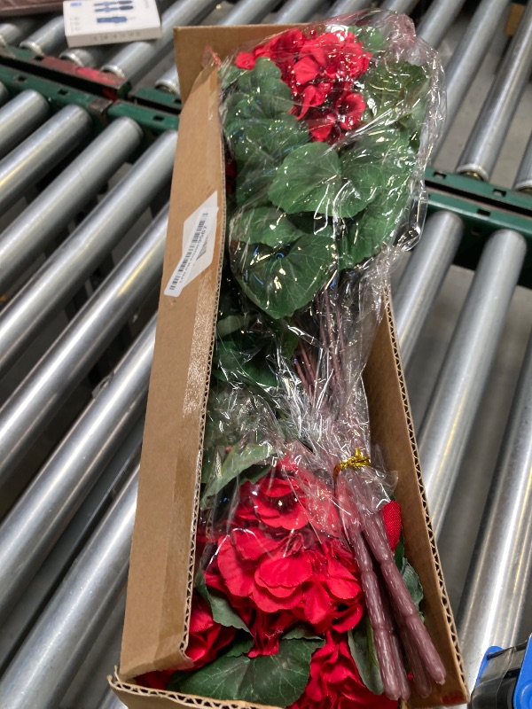 Photo 1 of 16 Bundles18" Artificial Geranium Flowers for Outdoor Spring Summer Decoration,Fake Silk Geranium Faux Plants UV Resistant for Front Door Planter Outside Home Garden Balcony Yard Porch Decor (Red?