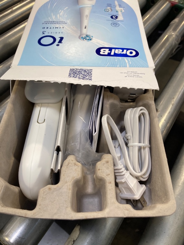 Photo 1 of Oral-B iO Deep Clean Rechargeable Electric Powered Toothbrush, White with iO Series 3 Limited, 2 Brush Heads and Travel Case - Pressure Sensor to Protect Gums - 3 Cleaning Settings - 2 Minute Timer