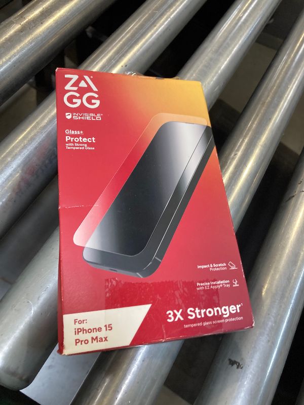 Photo 1 of ZAGG Glass+ Screen Protector for iPhone 15 Pro Max - 3X Stronger with Reinforced Edges, Scratch & Smudge-Resistant Surface, InvisibleShield, Easy to Install