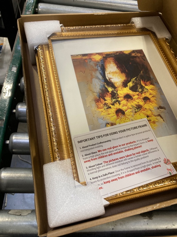 Photo 1 of 11x14 Gold Picture Frame Set of 2, Ornate Vintage 11x 14 Photo Frame for Wall Decor or Tabletop Display, 11 x 14 Gold Frames with Real Glass, Display 8x10 Pictures with Mat or 11x14 without Mat for Antique Déco