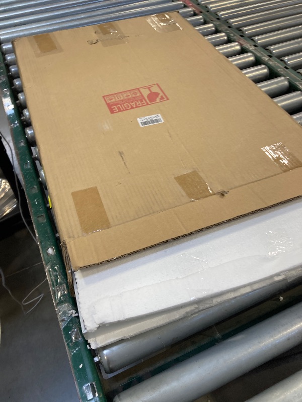 Photo 1 of Arch Wall Mirror Bathroom Mirror White Metal Framed Mirror, Arched Metal Wall Mounted Vanity Mirror for Bedroom, Entryway, Living Room 26"x18"