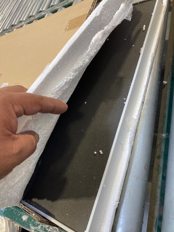 Photo 1 of Arch Wall Mirror Bathroom Mirror White Metal Framed Mirror, Arched Metal Wall Mounted Vanity Mirror for Bedroom, Entryway, Living Room 26"x18"