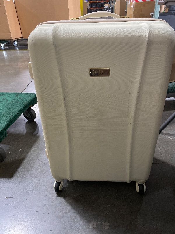 Photo 1 of 3 Piece Set Hardside Expandable Luggage with USB Charging Port and Cup Holder, TSA Lock Spinner Wheels Suitcase for International Travel, Lightweight Carry On Checked Baggage, White