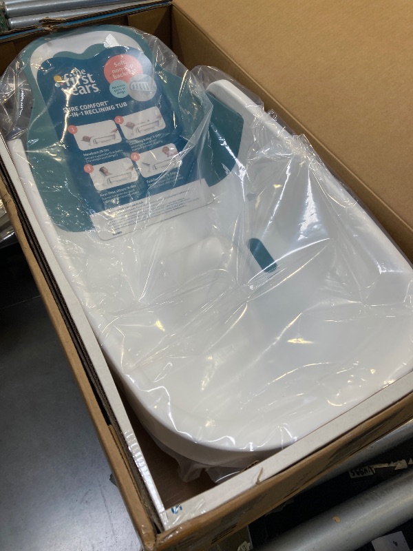 Photo 1 of The First Years 4-in-1 Reclining Baby Bathtub - Adjustable Recline for Custom Comfort for Newborn to Toddler - All-in-1 Baby Bath Seat Adjusts as Baby Grows - Ages 0 to 24 Months 