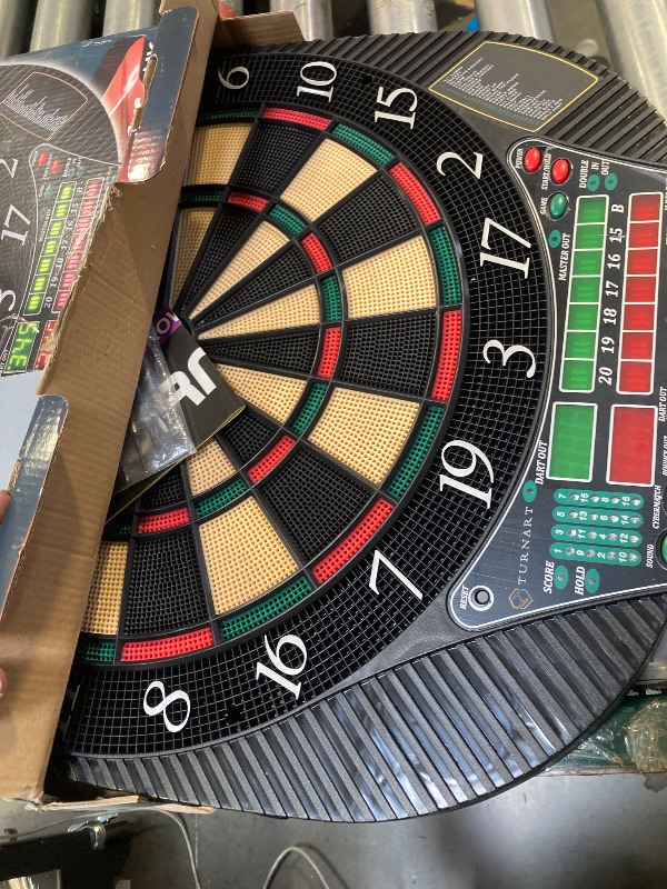 Photo 1 of Turnart Electronic Dart Board - Dart Board Electronic Scoreboard for 16 Players - 6 Darts Plastic Tips 50 Soft Tips LED Display Power Adapter Throw Line