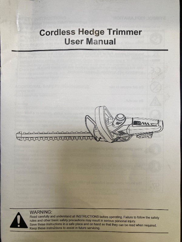 Photo 1 of coordless hedge trimmer, no battery trimmer only red and black, small hedge trimmer for garden use