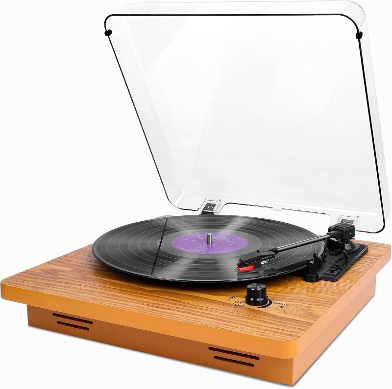 Photo 1 of Record Player,Hall-Level Audio Quality Turntable,3-Speed Premium Wood Vinyl Player Suitable for Gift Giving,Home Decoration,Upgraded Stylus Reduces Risk of Record Damage-Natural Wood
