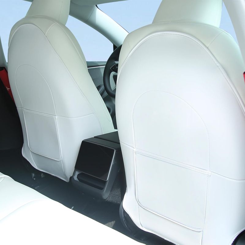 Photo 1 of seat back protector copatible with tesla model 3 model y model s model x set of 2 WHITE
