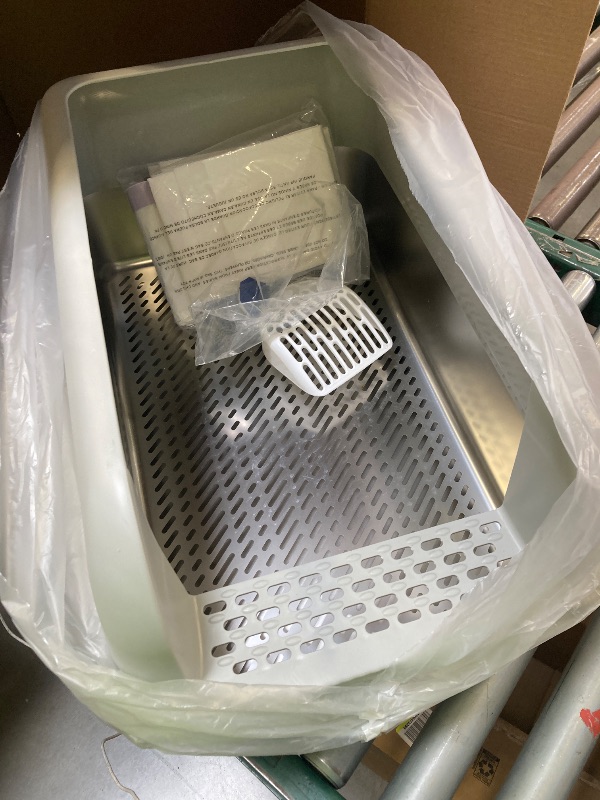 Photo 1 of 19.6''x13.7''x12'' Stainless Steel Litter Box with Lid, Sifting Cat Litter Box for Pine Pellets, High Sides Metal Litter Pan for High Peeing Cats, Anti-Leakage, Easy Cleaning, Less Tracking