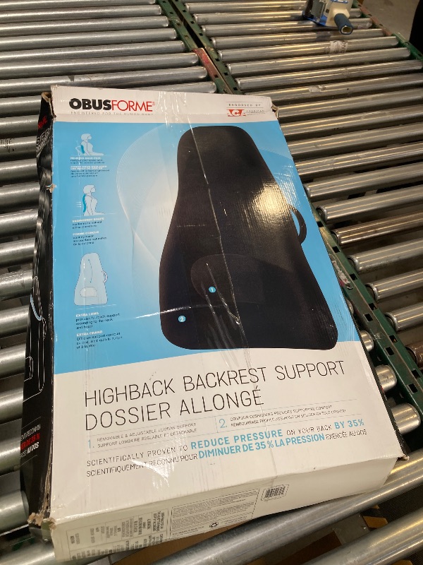 Photo 1 of ObusForme Highback Backrest Support - Extra Tall Padded Seat Cushion and Lumbar Support Pillow, Portable Posture Support with Soft and Durable Foam