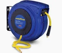 Photo 1 of Goodyear Mountable Retractable Air Hose Reel - 3/8" x 65' Ft, 3' Ft Lead-In Hose, 1/4" NPT Connections