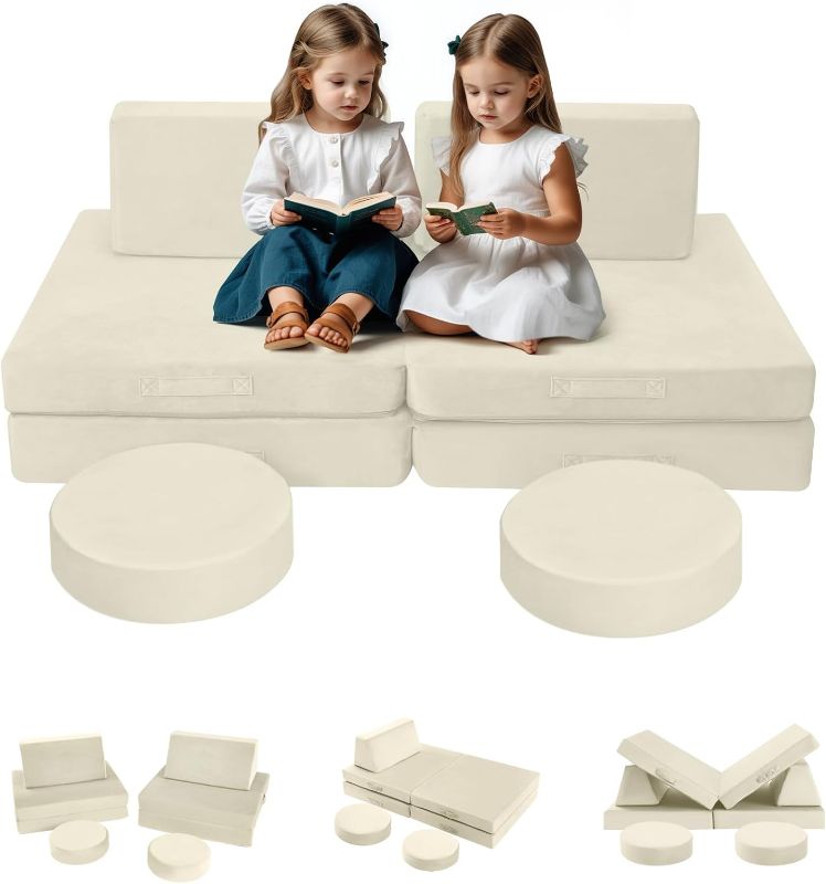Photo 1 of MeMoreCool 5-Piece Modular Glow Sofa for Kids, Convertible Foam Child Play Couch Sofa with Washable Cover, Kids Couch Furniture for Toddlers and Playroom, 