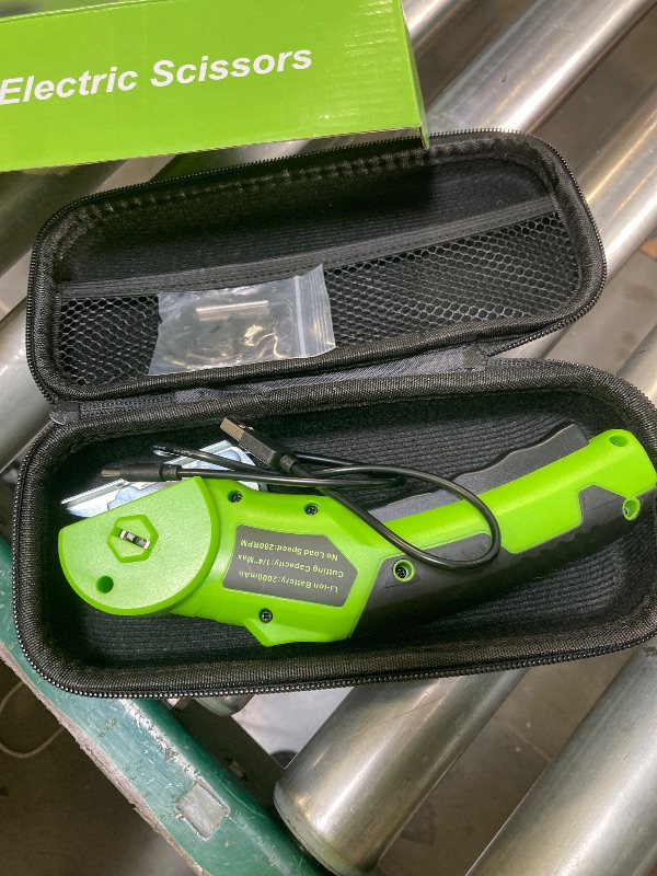 Photo 1 of Cordless Electric Scissors Box Cutter 2 Rotary Blades – 4V Duty Rechargeable Cardboard Cutter, Storage Box & Fabric Scissor With Safety Lock, USB Cable – For Plastic, Carpet, Leather, DIY Crafts
