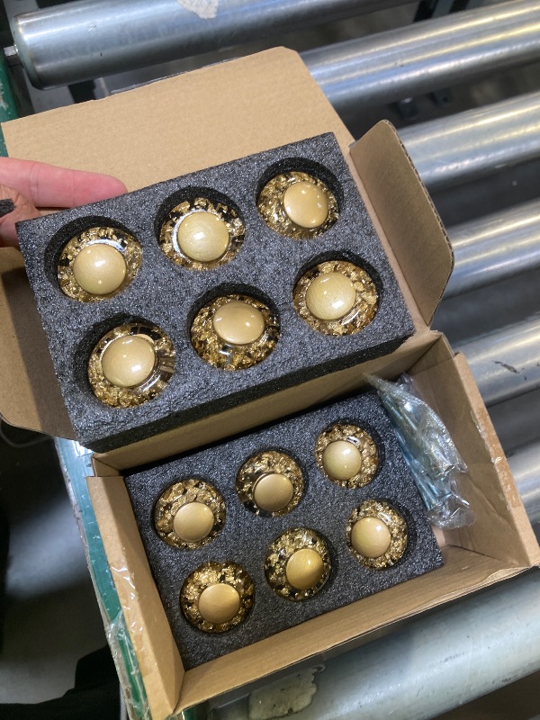 Photo 1 of Chicwing 12 Pack Gold Dresser Knobs, 1-3/8 Inch(36mm) Decorative Kitchen Cabinet Knobs, Elegant Crystal Round Cabinet Knobs for Dressers Kitchens Cupboard Drawer Pulls