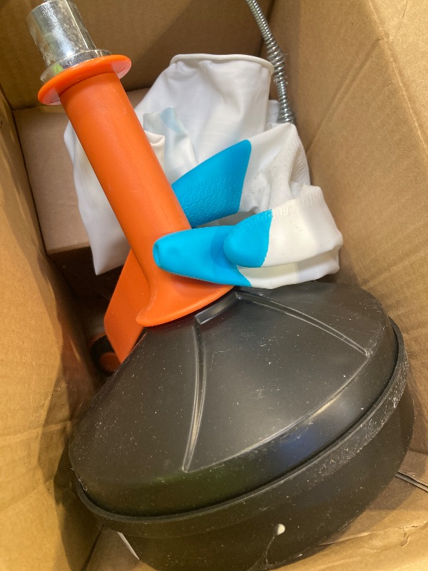 Photo 1 of Drain Auger, Clog Remover with Drill Adapter, 25 Feet Flexible Plumbing Snake Use Manually or Powered for Kitchen,Bathrom and Shower Sink, Comes with Gloves (orange)