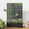 Photo 1 of 72 in. H x 47 in. W Rectanglar Black Outdoor Metal Privacy Screen Planter Box Wall Decor in Louvered Pattern