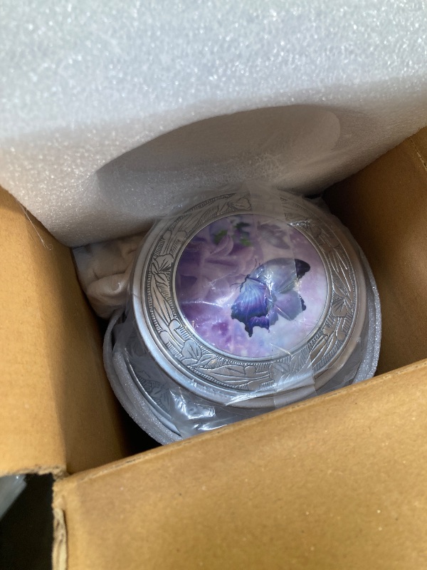 Photo 1 of M MEILINXU Urn for Ashes for Woman & Men, Cremation Urns for Human Ashes Adult Female and Male, Burial Urn with Butterflies, Decorative Urns for Funeral, Purple Butterfly and Flowers - Large