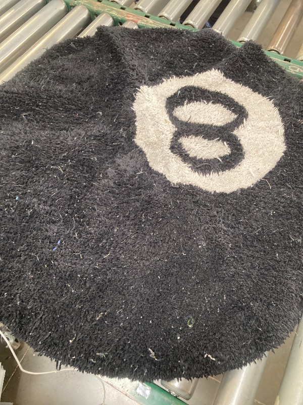 Photo 1 of ELDONE Black 8 Ball Rug, Cute Unique Cool Fun 2.7ft Round Area Rugs for Bedroom Bathroom Living Room Dorm Non Slip Washable Funky Aesthetic Bedroom Accent Floor Carpet, Funny Gift for Billiards Lovers