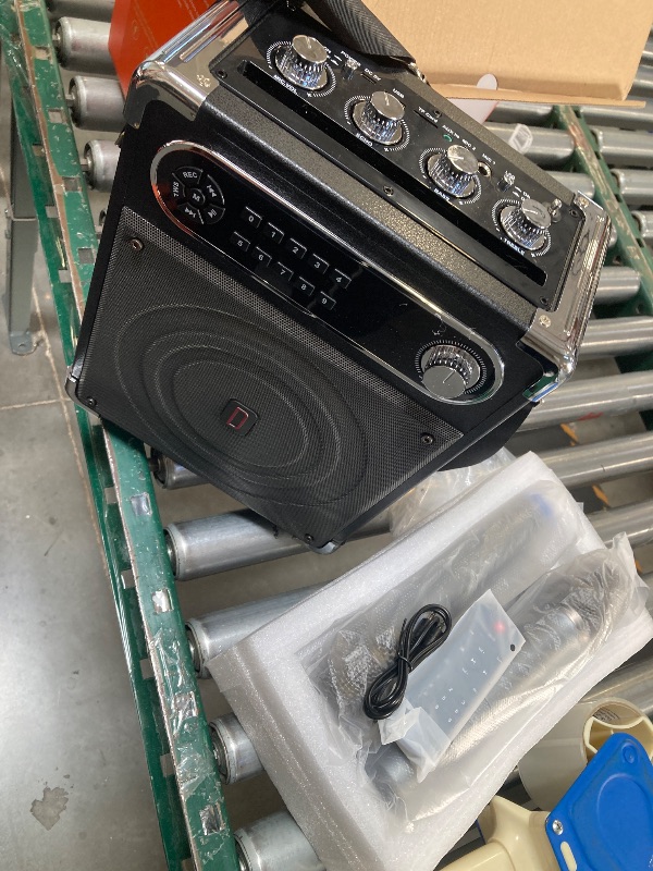 Photo 1 of Karaoke Machine, Portable Bluetooth Speaker with 2 Wireless Microphones, Karaoke Microphone with Bass/Treble Adjustment, PA System with Remote Control, Lights, Support USB/TF/REC/FM/AUX/TWS for Party