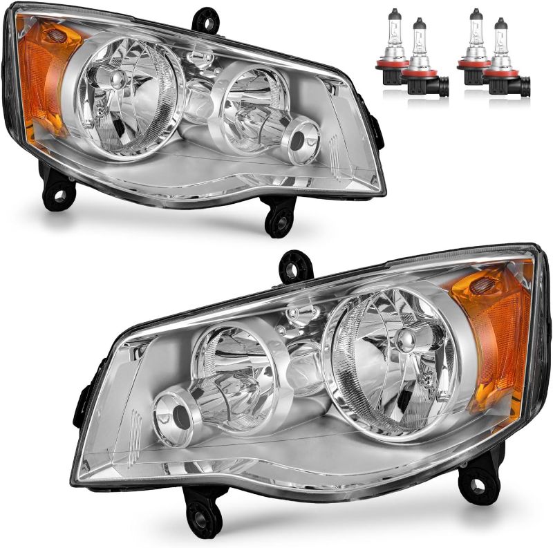 Photo 1 of Headlights Assembly for 2011-2020 Dodge Grand Caravan, for 2008-2016 Chrysler Town Country Headlamp Replacement Passenger and Driver Side
