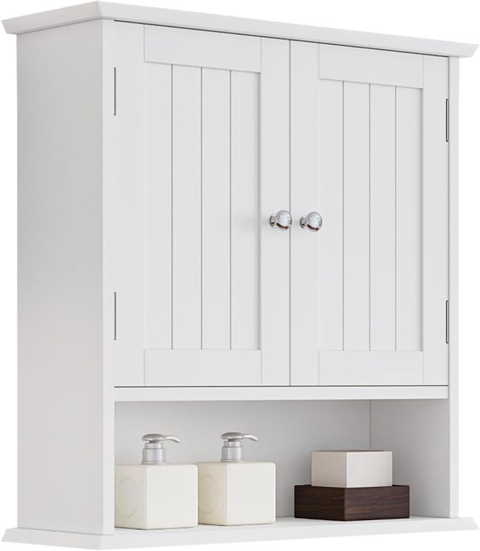 Photo 1 of Bathroom Wall Cabinet, Bathroom Cabinet Wall Mount with 2 Doors and Open Shelf, Over The Toilet Wall Storage Cabinet, Bathroom Medicine Cabinet