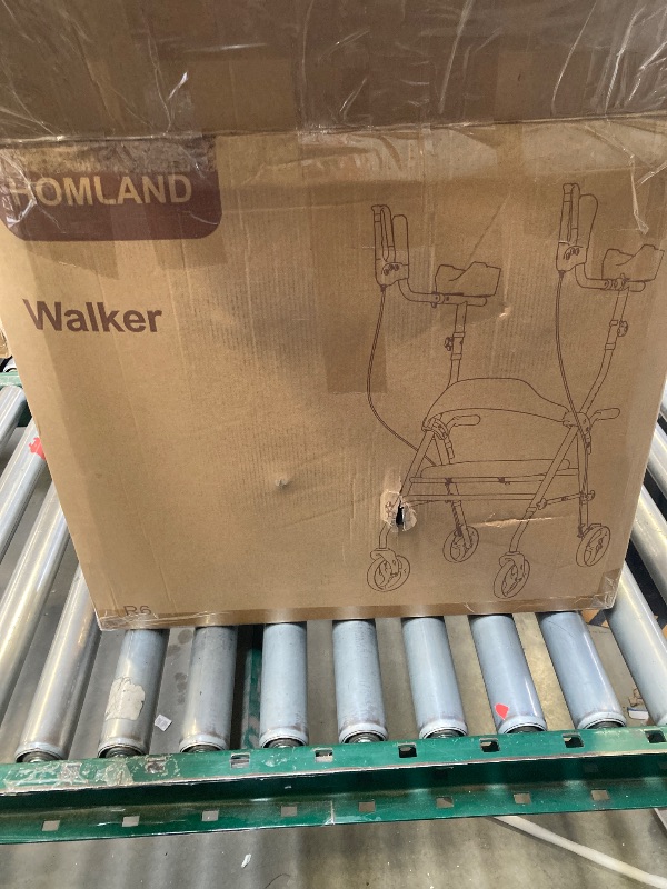 Photo 1 of Upright Walker, Stand Up Rollator Walker with Padded Seat and Backrest, Lightweight, Compact Folding, Fully Adjustment Frame for Seniors, Blue