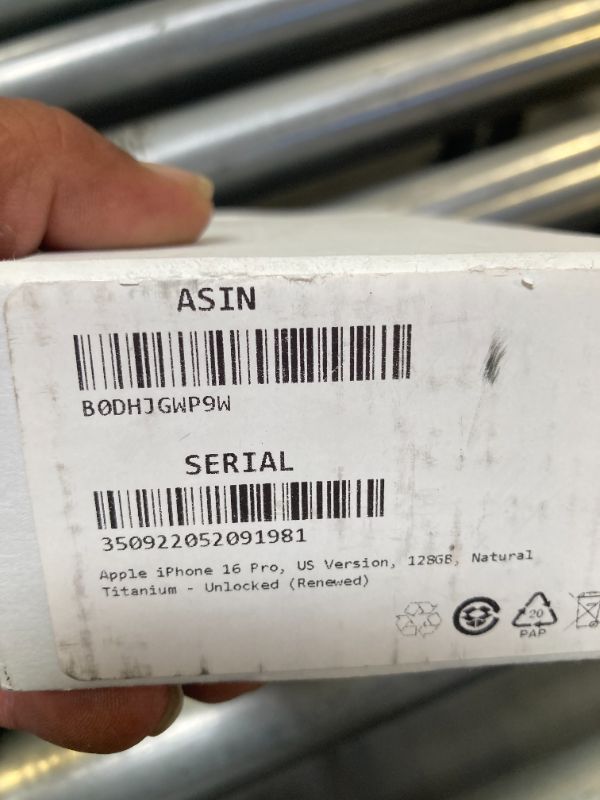 Photo 1 of Apple iPhone 16 Pro, US Version, 128GB, Natural Titanium - Unlocked (Renewed)