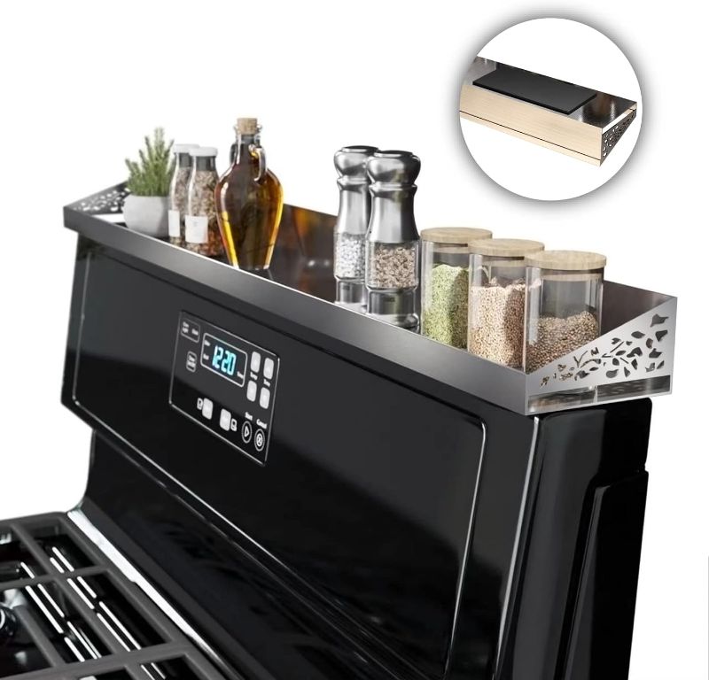 Photo 1 of 30" Magnetic Stove Top Shelf – Stainless Steel Spice Rack and Seasoning Organizer – Kitchen Shelf for Back of Stove – Over Stove Rack and Storage Organizer