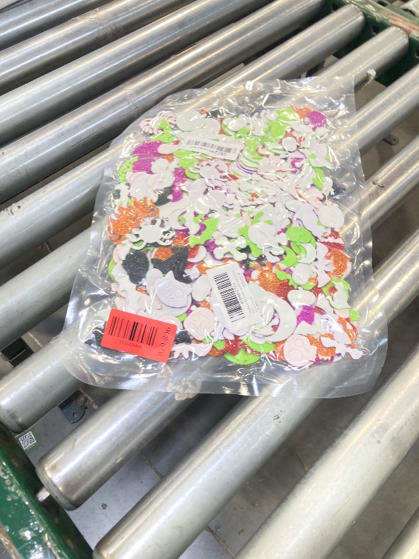 Photo 1 of 500 Pieces Halloween Glitter Foam Stickers - Assorted Ghost, Pumpkin, Bat, Boo, Witch Hat, Spider, and Halloween Shape Foam Stickers Self-Adhesive for Kids Crafts DIY Party Favor Supplies Decorations