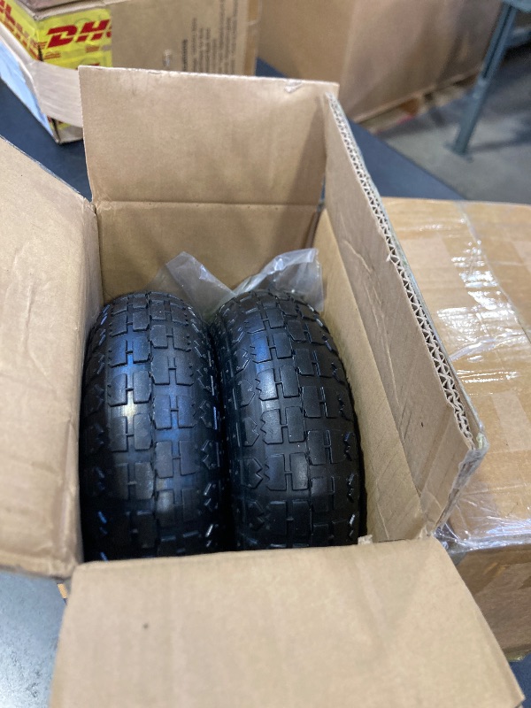 Photo 1 of 4.10/3.50-4 Tires and Wheels, Replacement Pneumatic Tire10-Inch Wheel with 5/8" Bearings Compatible with Hand Truck, Wheelbarrow, Wagon, Gorilla Carts Tires(Silver, 2PCS) P-096